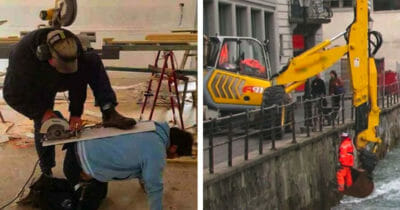 Mies hitsaa toisen päällä